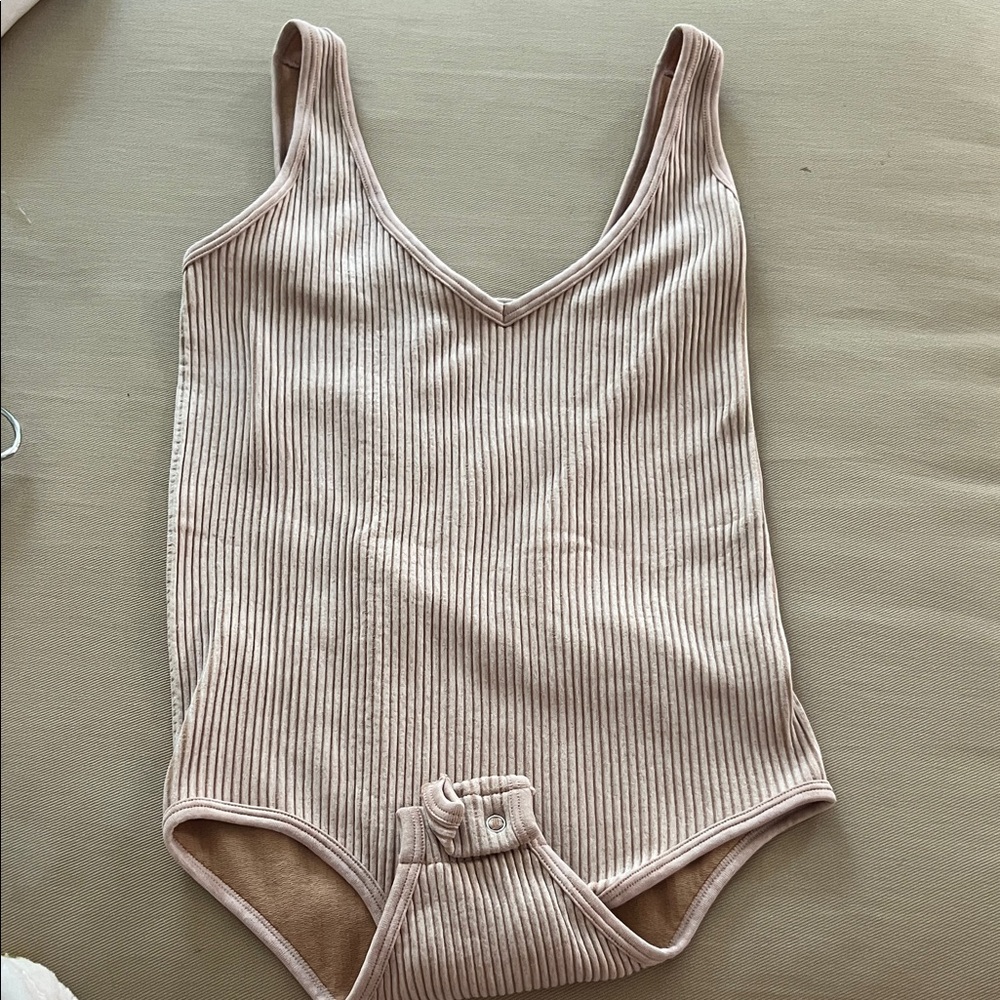 Ribbed tan women’s body suit